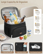 Insulated Lunch Bag, Leakproof Cooler Tote with Removable Strap, 12L for Work School Picnic Travel