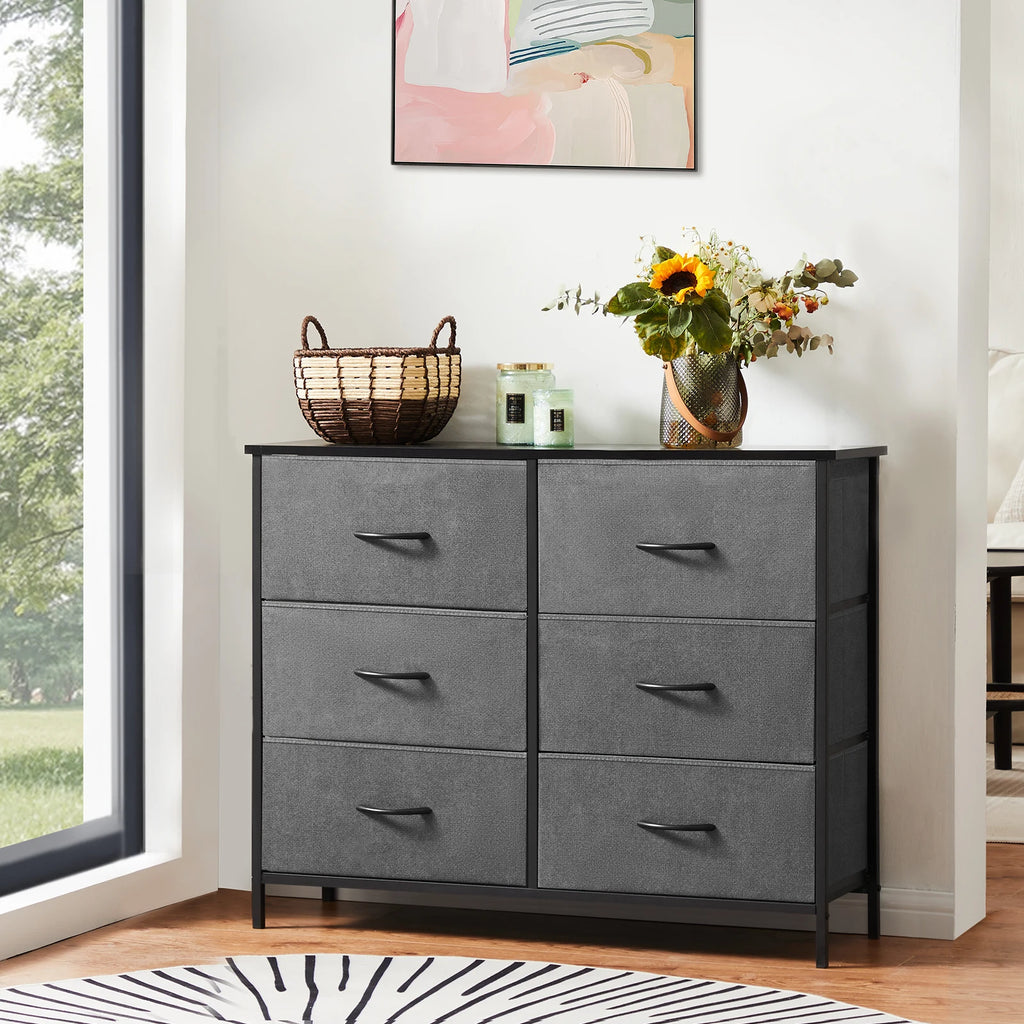 JHK 6 Fabric Cabinet For Living Room Drawers Beside Nightstand Tables Storage Closet Chest Clothes Display Of Furniture