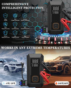 Car Jump Starter with Air Pump 4000A Jump Starter &150PSI Air Compressor, Portable Auto Power Banlk ,Tire Inflator, LED Light