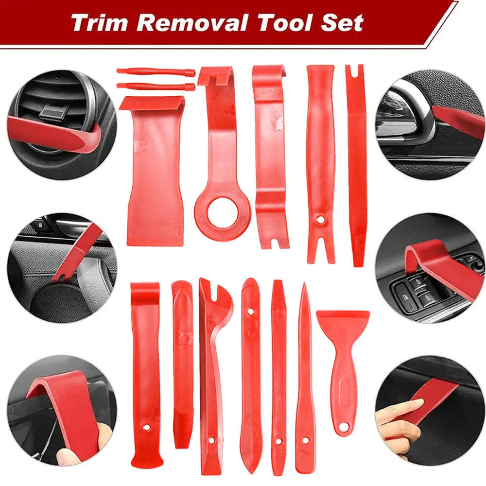 43Pcs Car Trim Removal Tool Set Panel Fastener Clips Removal, Fastener Terminal Remover Tool Round Handle Crowbar Kit Car/Radio