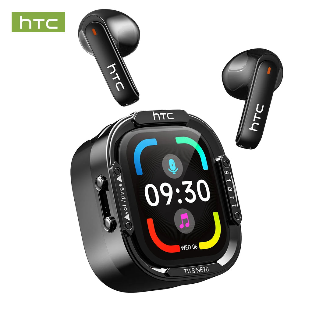 Wireless Headphones Bluetooth HTC NE70 Earphones Microphones Earbuds AI Translator 30Hours of Battery Life Full HD LCD Display
