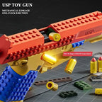 SIG17/USP Building Block Toy Gun Shell Throwing Continuous Firing Airsoft Blowback Empty Hanging Toy Pistol for Outdoor CS Game