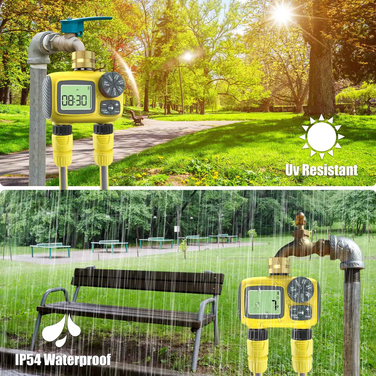 Insoma Dual Outlets Water Timer Home Garden Automatic Watering Irrigation System with Brass Inlet for Outdoor