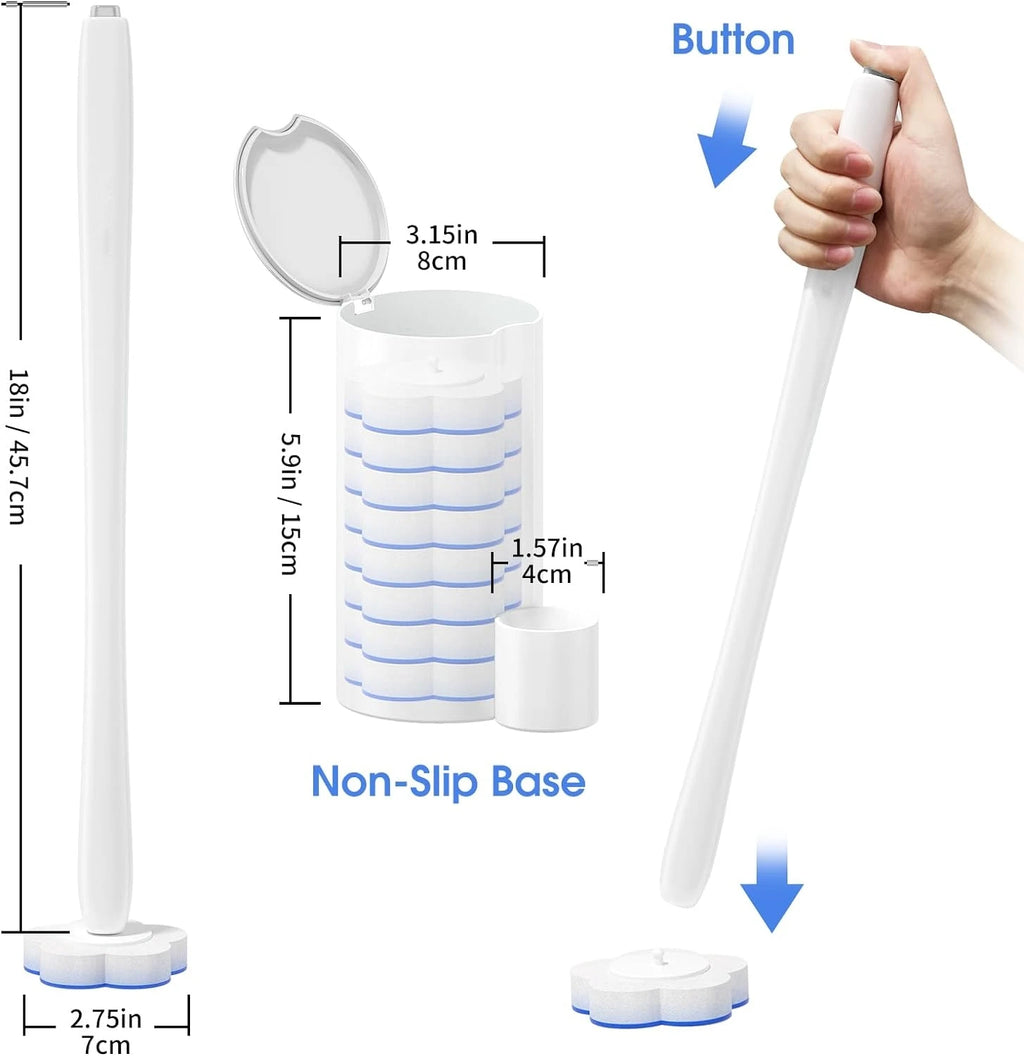 Disposable Toilet Bowl Brush with 18 Toilet Wand Refills, Toilet Bowl Cleaner Wands, Toilet Cleaning System Starter Kit
