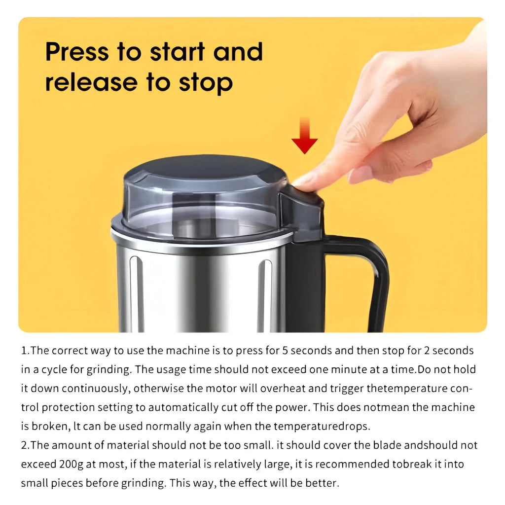 Multipurpose Electric Coffee Bean Grinding Tool Stainless Steel Milling Machine for Seeds Spices Herbs Nuts Coffee Grinder