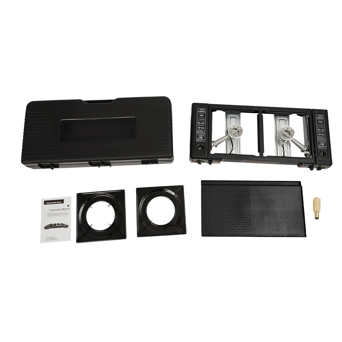 2 Burners Portable Camping Stove, 2.5KW Auto Ignition Butane/LPG Gas Stove w/Baking Tray+Carrying Case for RV Outdoor Picnic BBQ