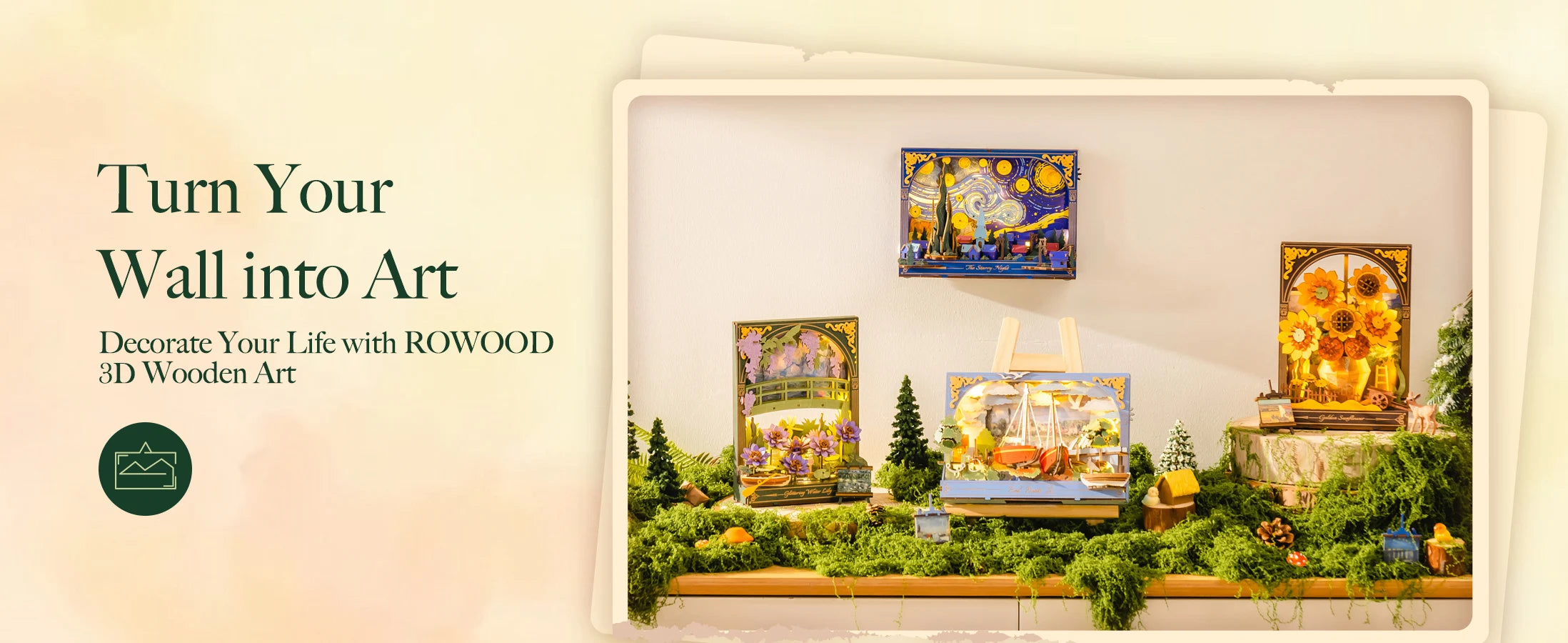 Rolife Red Boats Wooden 3D Puzzle 219 PCS DIY Wall Art Building Model Kit with LED Light for Home Decor Desktop Decor Wall Decor Gift for Adults Kids Friends