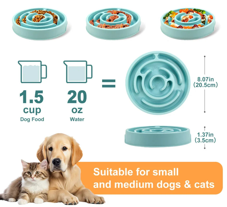 Slow Feeder Dog Bowl - Non-Slip Interactive Maze Bowl for Dogs & Cats, Prevents Bloat & Choking, Healthy Eating Design