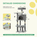 JHK 44In Cat Tree Tall Multi-Cat Climbing Tower for Pet Furniture Natural Sisal Scratching Posts Stable Pet House for Indoor Cat