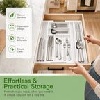 Bamboo Expandable Drawer Organizer for Utensils Holder, Adjustable Silverware Organizer Cutlery Tray, Drawer Dividers for Utensils, Flatware, Knives in Kitchen, Bedroom, Living Room