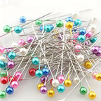 100Pcs Fashion Sewing Needles Colored Glass/Ceramics Head Bead Pin Stitch Knitting Needles Sewing Fixed DIY Safety Pin