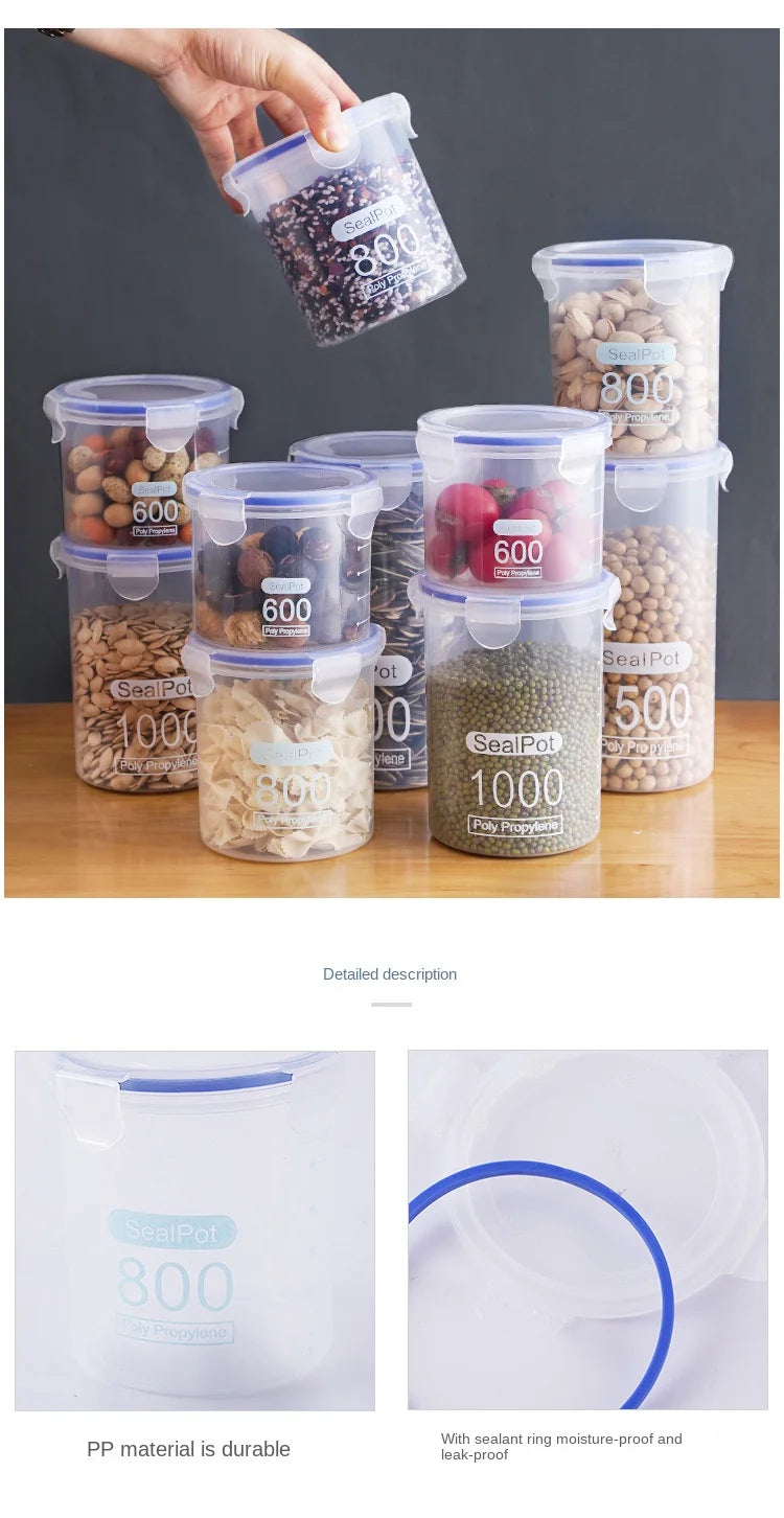Plastic Sealed Tank Large Capacity Crisper Kitchen Organize Grain Storage Box with Scale Sealed Box Clear Jar Spice Container