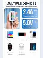 Fast USB Charger 6 in 1 Power Strip Desktop Charging Station Fast Charging 1m Cord USB HUB Adapter Socket for iPhone 16 Home