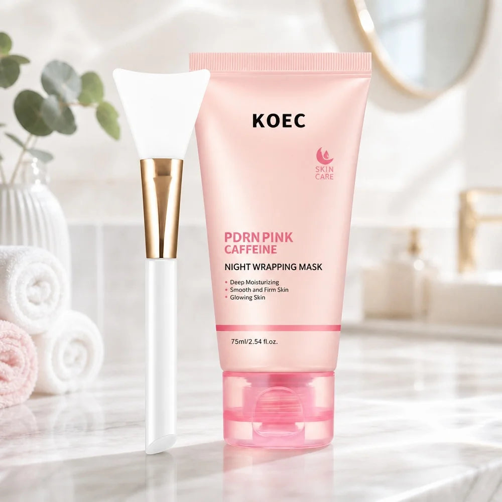 US Local KOEC PDRN Pink Caffeine Overnight Face Mask, Sleeping Wrapping Mask, Night Facial Mask, Moisturizing Skin Care, Hydrating Beauty Care for All Skin Types