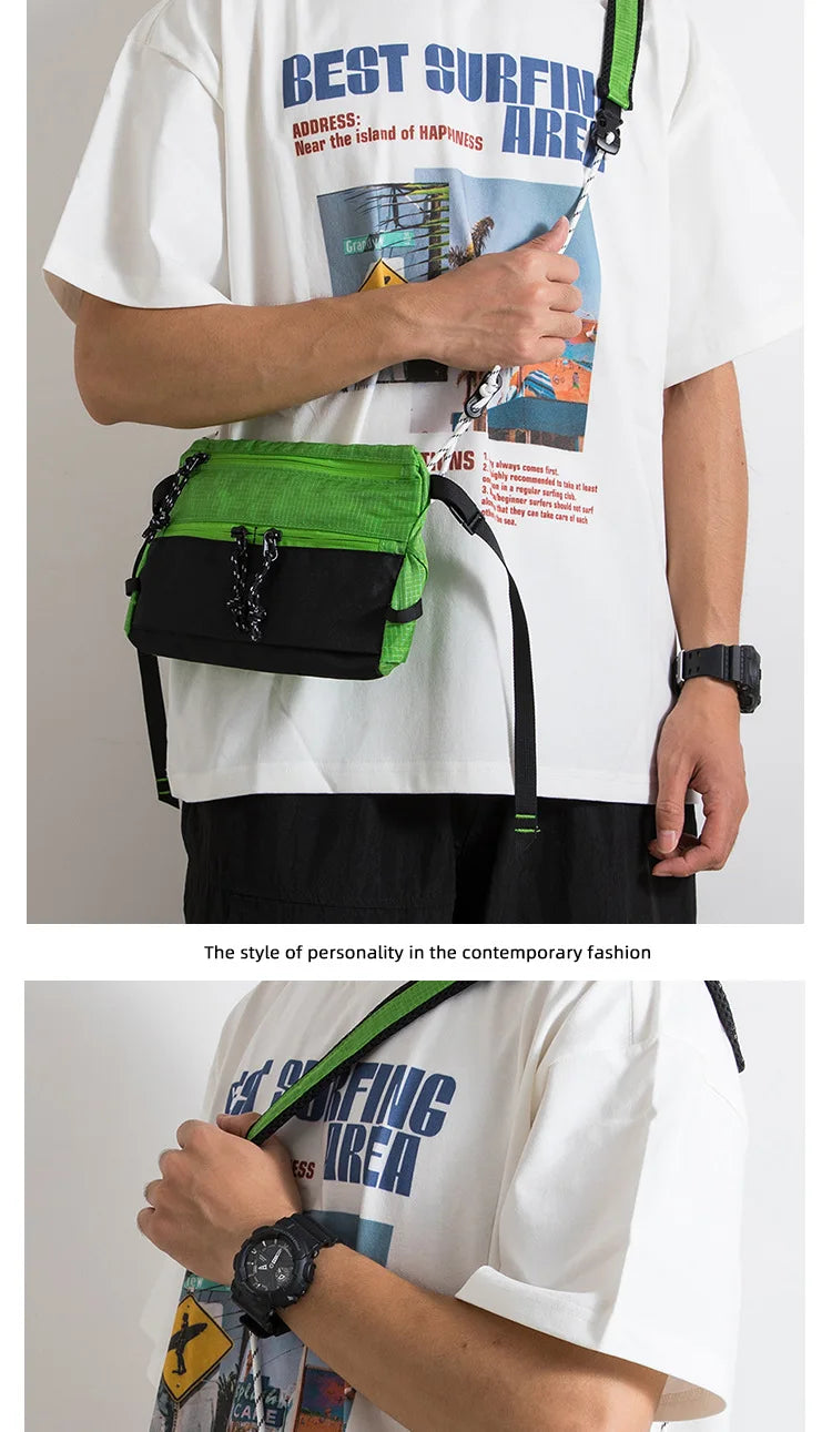 Outdoor Sports Crossbody Sling Bag Nylon Retro Waterproof Tear-Resistant for Cycling Running Hiking Outdoor Essentials
