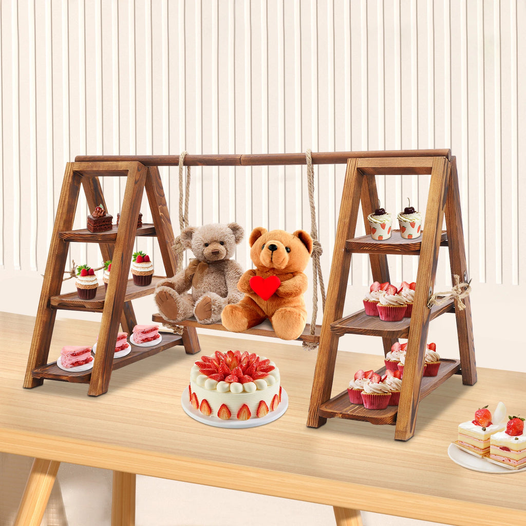 3-Tier Solid Wood Dessert Stand 6KG Load Capacity Detachable Wooden Cupcake Display Rack for Wedding Birthday Party