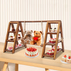 3-Tier Solid Wood Dessert Stand 6KG Load Capacity Detachable Wooden Cupcake Display Rack for Wedding Birthday Party