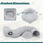 JHK Cat Tunnel Bed for Indoor with Soft Plush Washable Multifunctional Playground Under Tree Pet Toys for Kittens Puppy