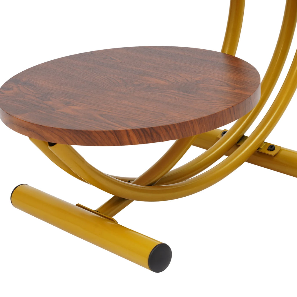 Clearance Sale 2-Tier Round End Table 55x55x60cm Gold Walnut with Storage Shelf Metal Frame Side Table with Hardware for Living Room Bedroom Office Home Decor