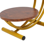 Clearance Sale 2-Tier Round End Table 55x55x60cm Gold Walnut with Storage Shelf Metal Frame Side Table with Hardware for Living Room Bedroom Office Home Decor