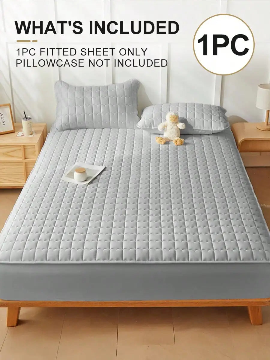 Curved Plaid Fitted Sheet, 30cm Deep Pocket. Available in Twin, Full, Queen, King and 7 colors. Waterproof, soft, breathable, wrinkle-resistant and snug-fitting, perfect for bedroom use as daily bedding.