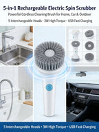 Effortless Electric Grease Scrubber, Rechargeable Cordless Power Cleaning Brush, for Kitchen Sink Tile & Stubborn Stains
