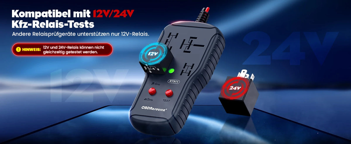 OBDResource 12V/24V Automotive Relay Tester 4PIN 5PIN Super Relay Tester Diagnostic Tool Professional Battery Voltage Detector