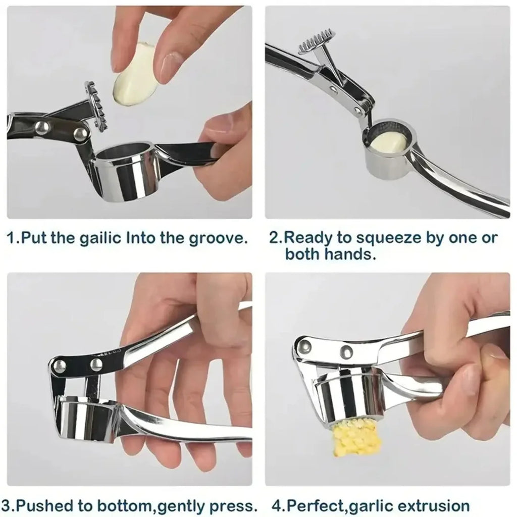 Stainless Steel Garlic Press, Manual Garlic & Ginger Crusher Kitchen Tool