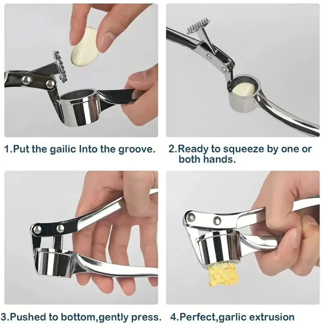 Stainless Steel Garlic Press, Manual Garlic & Ginger Crusher Kitchen Tool