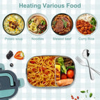 1.5L 60W Portable Electric Lunch Box,Leak Proof Design Car & Home Food Heater – Insulated Heated Lunch Container for Work Travel
