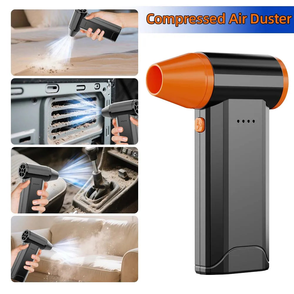 130,000 RPM Ultra-Portable Turbo Jet Fan 200g Thrust | 52m/s High Speed 2x2500mAh Batteries Type-C Fast Charging Brushless Desig