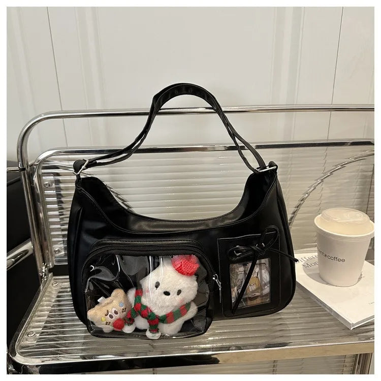 Y2k Harajuku Shoulder Bag Women Korean Transparent Ita Bag School Crossbody Bag Female Japanese Designer Preppy Handbag Purse