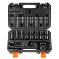 SucceBuy 360 Degree Swivel Impact Socket Set 3/8" Socket Set Deep Universal Metric 10-19mm 6 Point Cr-Mo Alloy Steel for Repair