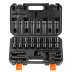 SucceBuy 360 Degree Swivel Impact Socket Set 3/8" Socket Set Deep Universal Metric 10-19mm 6 Point Cr-Mo Alloy Steel for Repair