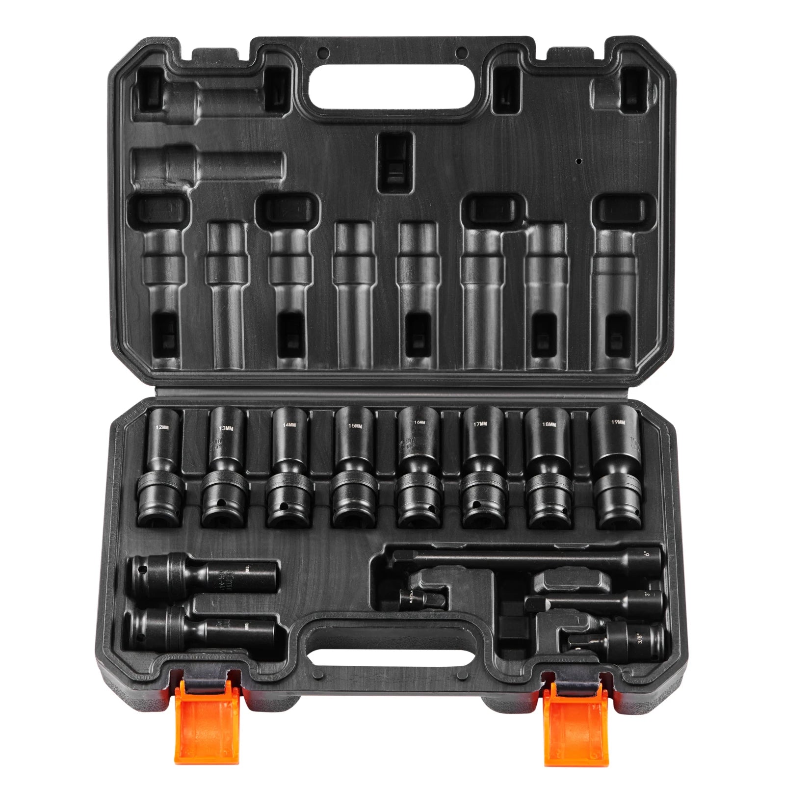 SucceBuy 360 Degree Swivel Impact Socket Set 3/8" Socket Set Deep Universal Metric 10-19mm 6 Point Cr-Mo Alloy Steel for Repair