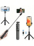 S03 Wireless Selfie Stick With Detachable Remote, 360° Rotation And Extendable Tripod, Handheld Stabilizer For Live Streaming, Suitable For Smartphones, Selfie/Recording/Photography/Live/Vlogging