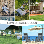 JHK Portable Zero Gravity Recliner Chairs Set of 2 Outdoor Garden Folding Lounge Chair with Cup Holder Trays Adjustable Pillow