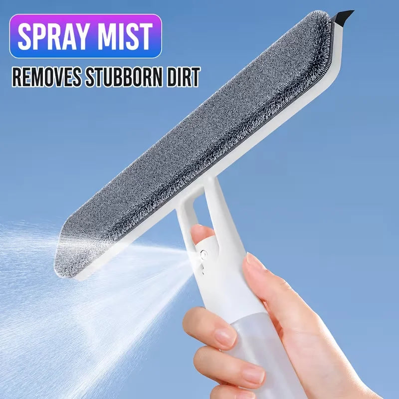 3 in 1 Window Cleaning Squeegee Multi Function Glass Mirror Wiper with Spray Bottle Microfiber Scrub Household Car Cleaner Tools