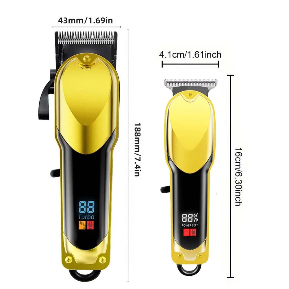 Professional Hair Clipper Set for Men, Rechargeable Cordless Hair Trimmer with LCD Display, 1pc/2-in-1/3-in-1 Grooming Kit with Foil Shaver & T-Blade Trimmer, Barber Haircut Machine with Accessories