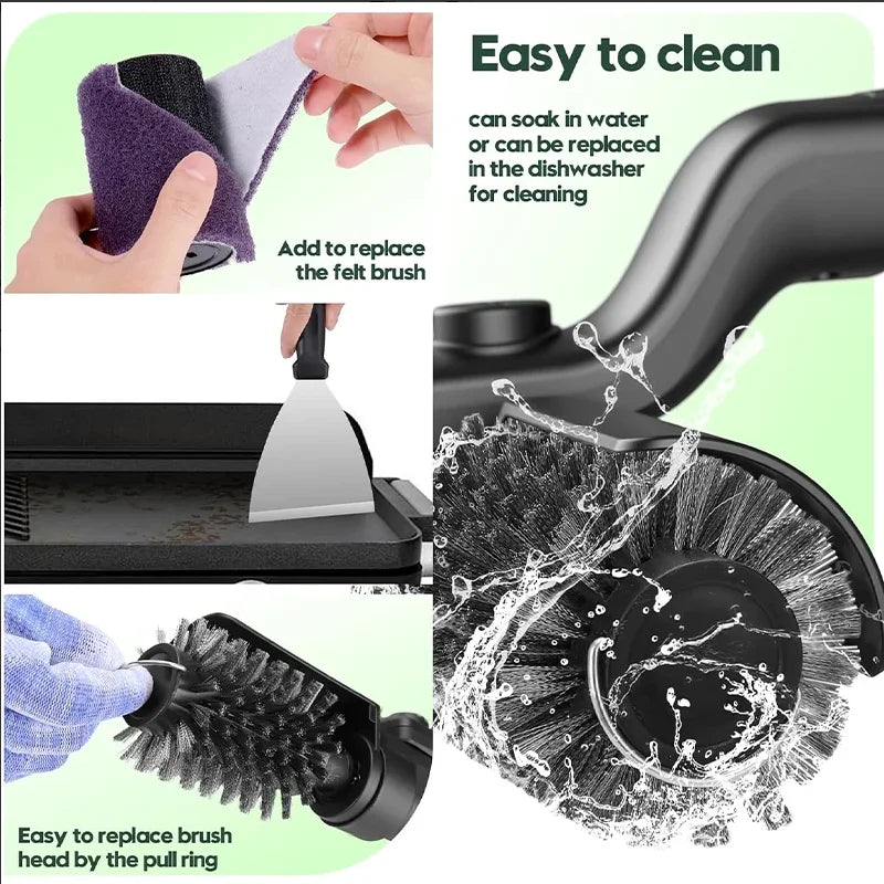 Electric BBQ Cleaning Brush, Rotating BBQ Cleaning Tool, 3 Speed Settings, 2600mAh, Suitable for Outdoor BBQ Grills, Steam BBQ Cleaning Brush Accessories
