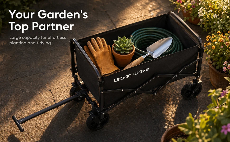 Collapsible Wagon with Wheels, 220 lbs Wagons CartsFoldable Wagon Cart with Flexible Handle, LightweightPortable Folding Utility Grocery Shopping Cart for GrocerySports Garden Camping