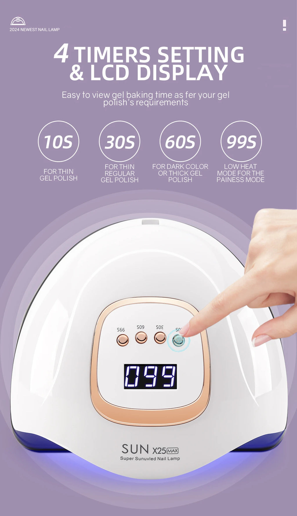 SUN X25MAX 81LED UV Lamp for Nails Drying Quick Curing All Gel Nail Polish Professional Powerful UV Light Dryer Manicure Salon