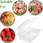 50 Pcs Disposable Clear Plastic Food Containers - Thickened Stackable Rectangular Takeout Boxes for Restaurant Catering Home Use