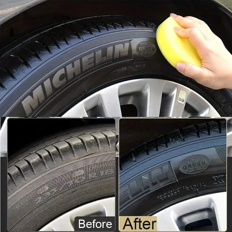 Professional Car Tire Shine Wax – 30-Day UV Protection & Waterproof Coating, Restores Black Finish & Prevents Cracking