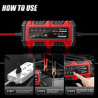 6V 12V 1.5A Smart Car Battery Charger for Lead-Acid AGM GEL Batteries (US)