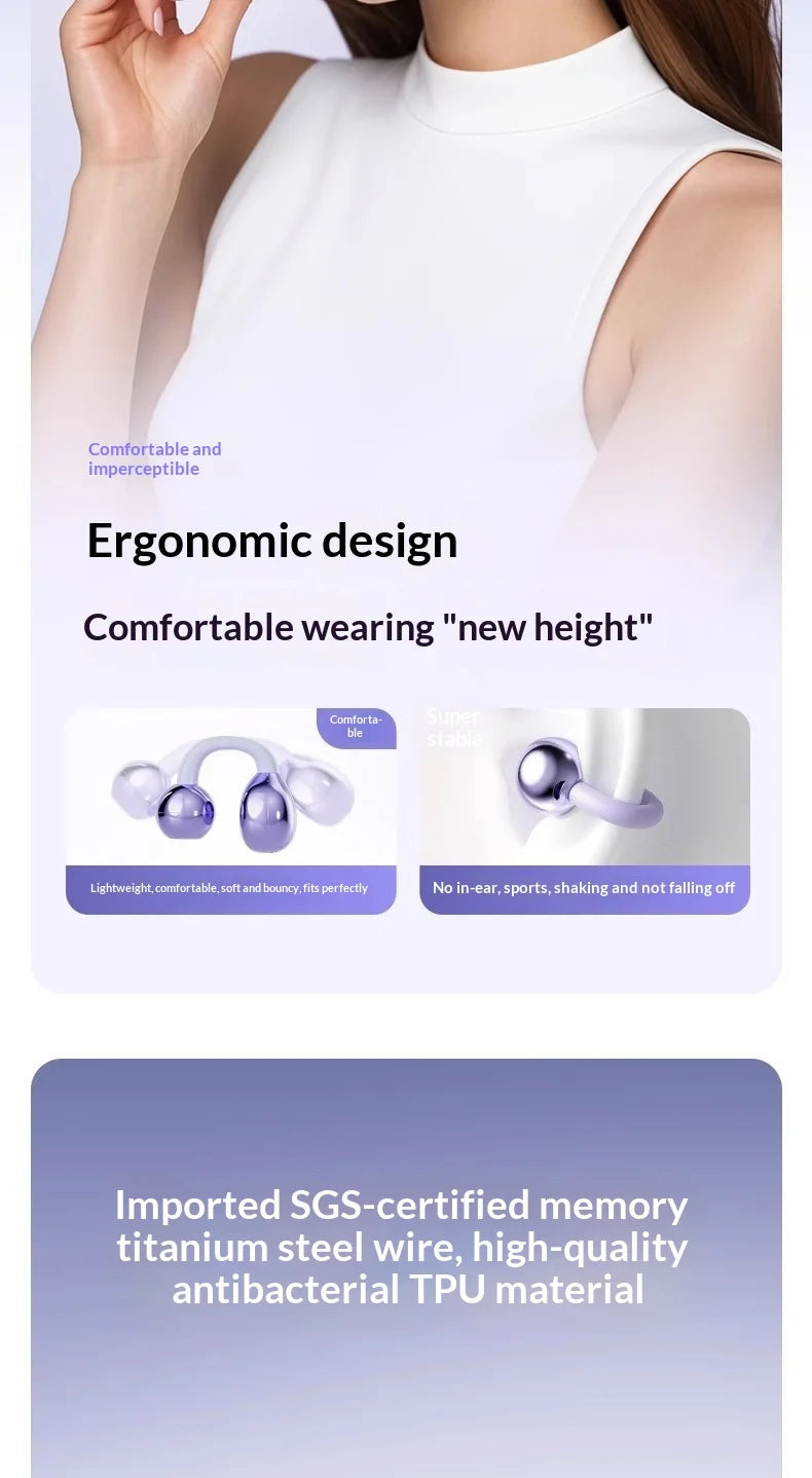 Premium Wireless Bluetooth Earbuds Clip-on Earphones Sound Quality Long Battery Life Perfect for Sports Headphones With Mic