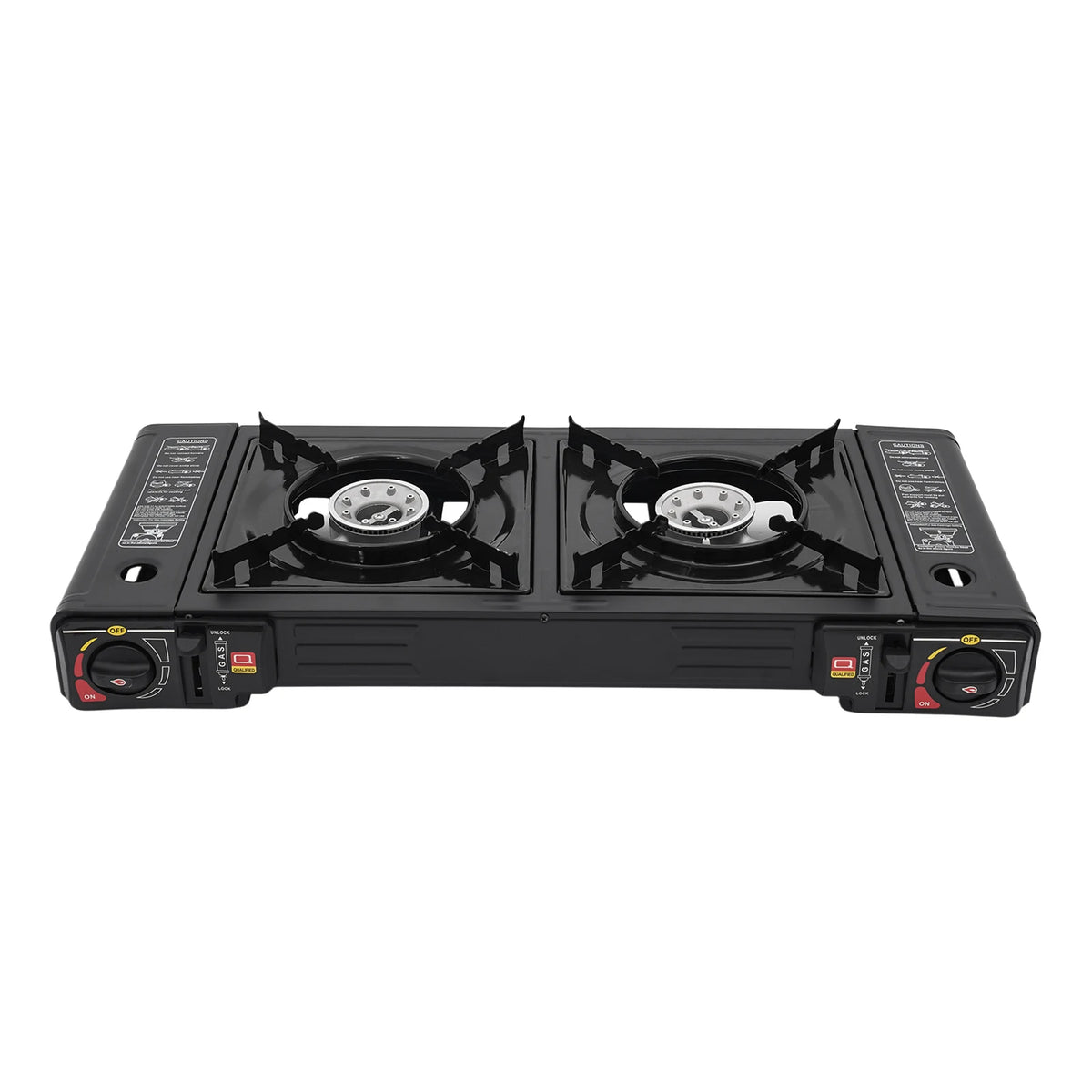 2 Burners Portable Camping Stove, 2.5KW Auto Ignition Butane/LPG Gas Stove w/Baking Tray+Carrying Case for RV Outdoor Picnic BBQ