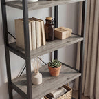 MCQ 4Tiers Metal Classic Bookshelf Freestanding Tall Display Shelf Wooden Storage Tall Display Shelves Bookshelf Sturdy Structure Graduated Shelves Adjustable Feet for Home