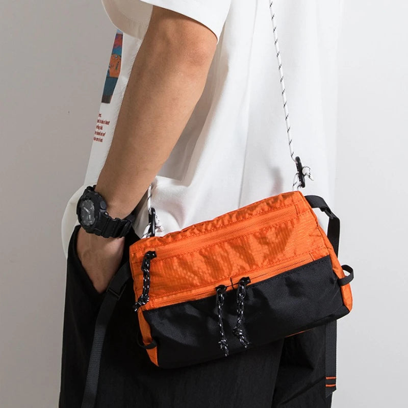 Outdoor Sports Crossbody Sling Bag Nylon Retro Waterproof Tear-Resistant for Cycling Running Hiking Outdoor Essentials