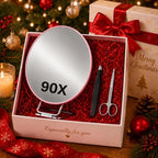 90x Magnifying Mirror Handheld with Stand Single Model Or with Tweezers And Beauty Scissors Set Suction Cup for Close-Up Viewing